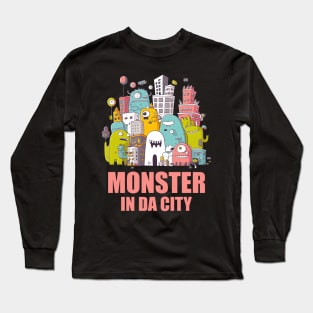 Monster in da City 03 with Text Long Sleeve T-Shirt